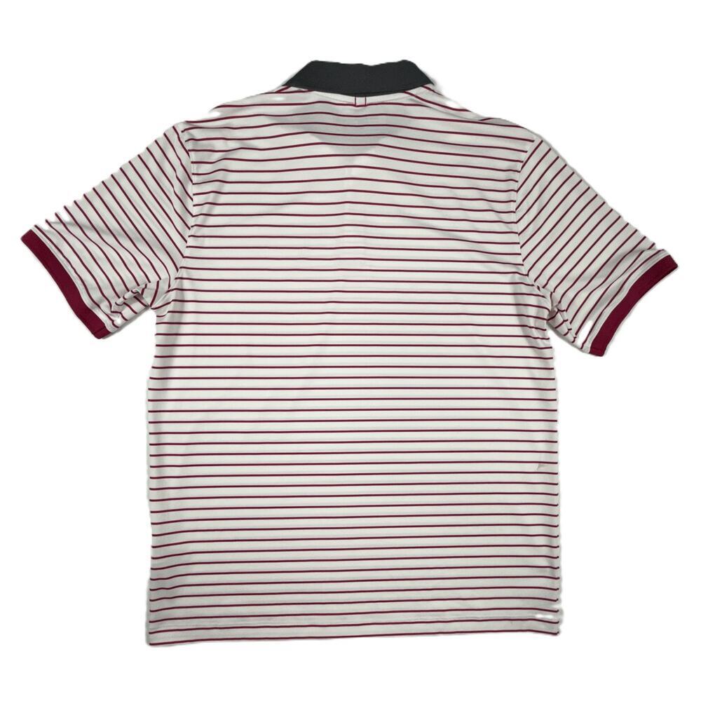 Nike Golf Polo Shirt Standard Fit Dri-Fit white red Striped Stretch Men's Sz L - Picture 7 of 13